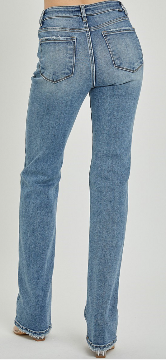 Risen Mid Rise Straight Talk Jeans