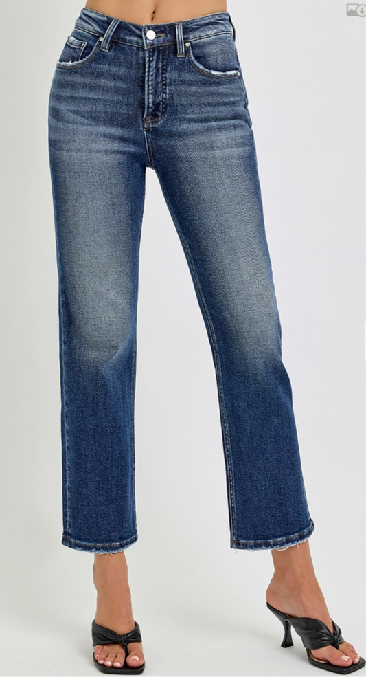 Risen High Rise Crop Straight Jean