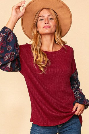 Bohemian Paisley Print Top - Plus